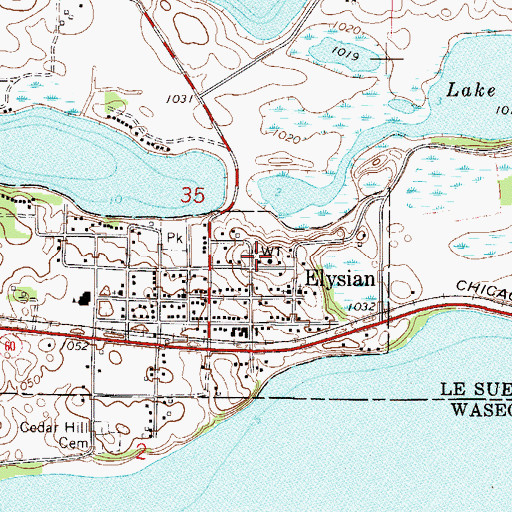 Topographic Map of Le Sueur County Museum, MN
