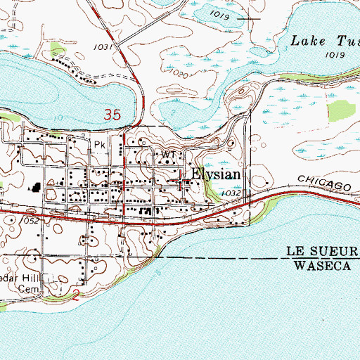 Topographic Map of Assembly of God Church, MN