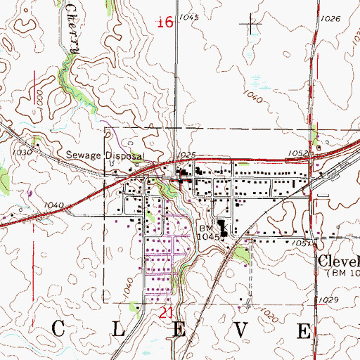 Topographic Map of Cleveland Post Office, MN