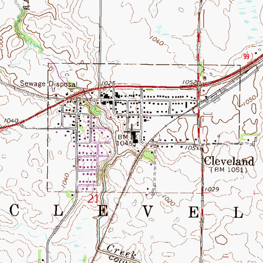 Topographic Map of Cleveland Public School, MN