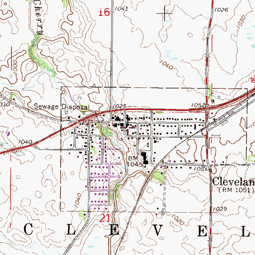 Topographic Map of Cleveland City Hall, MN