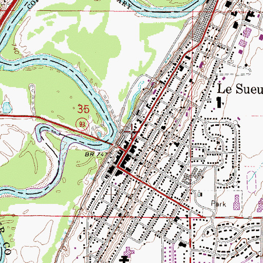 Topographic Map of Le Sueur Post Office, MN