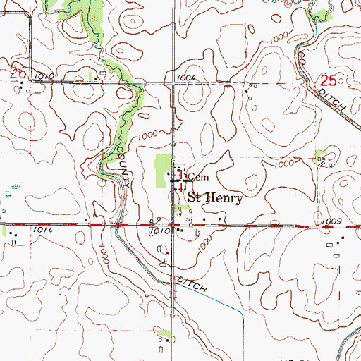 Topographic Map of Church of Saint Henry, MN