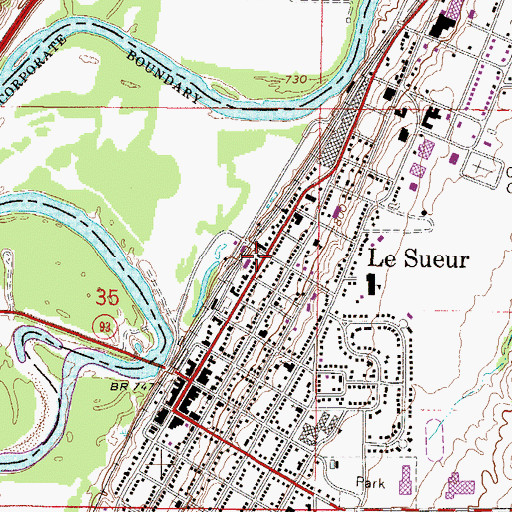 Topographic Map of Le Sueur Medical Clinic, MN