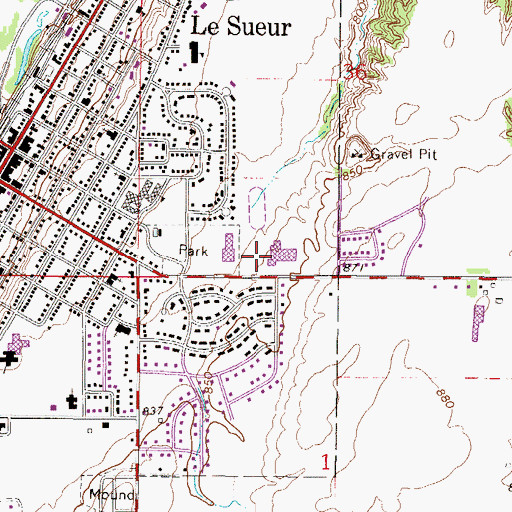 Topographic Map of Le Sueur - Henderson High School, MN