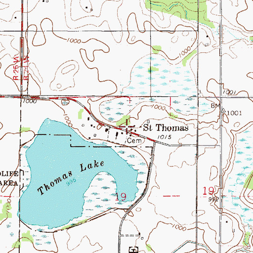 Topographic Map of Saint Thomas Post Office (historical), MN