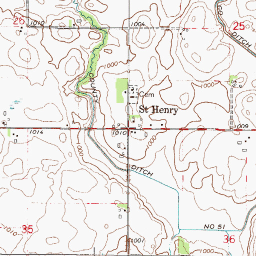 Topographic Map of Saint Henry Post Office (historical), MN