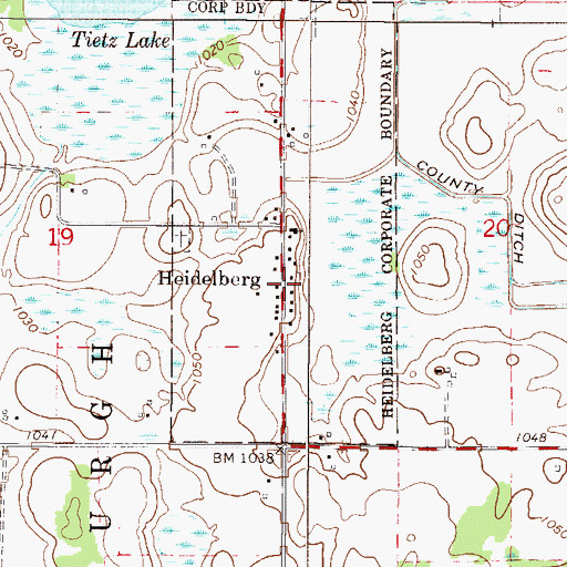 Topographic Map of Heidelberg Post Office (historical), MN