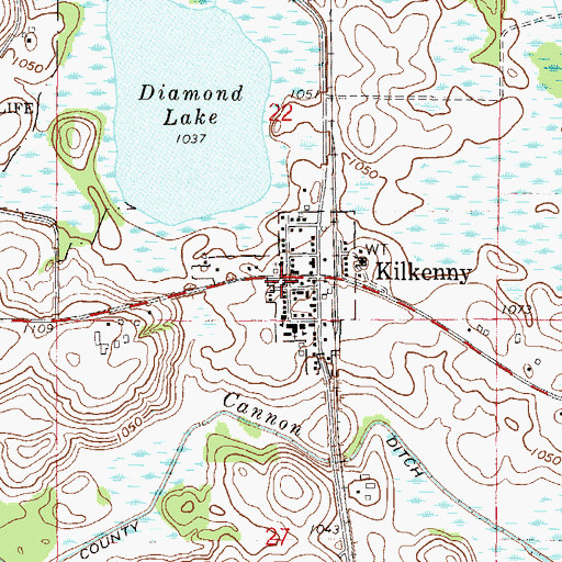 Topographic Map of Kilkenny Post Office, MN