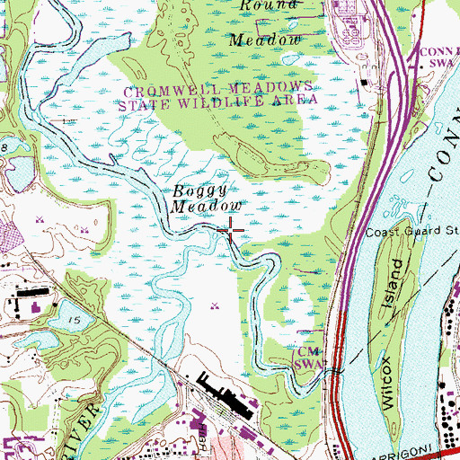 Topographic Map of Coginchaug River, CT