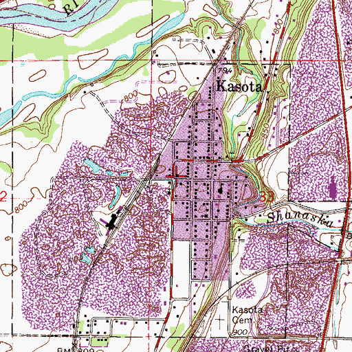 Topographic Map of Kasota Post Office, MN