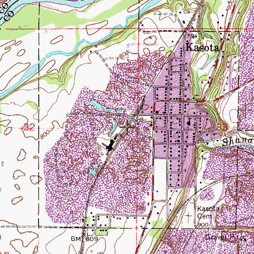 Topographic Map of Kasota, MN