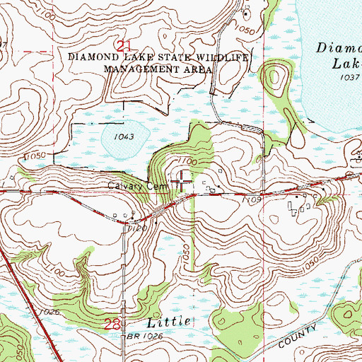 Topographic Map of Calvary Cemetery, MN