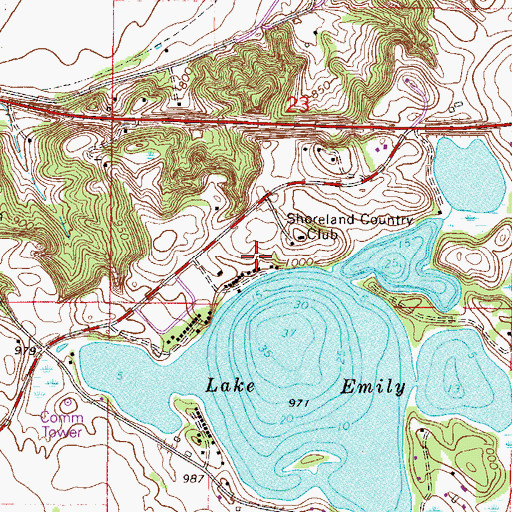 Topographic Map of Lake Emily Cemetery (historical), MN