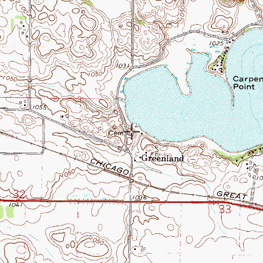 Topographic Map of Greenland Cemetery, MN