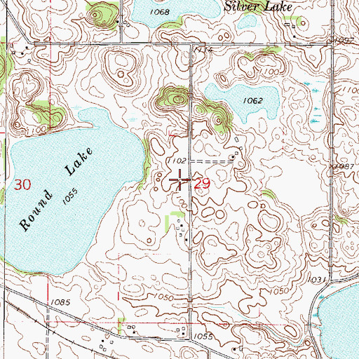 Topographic Map of Round Lake Cemetery, MN