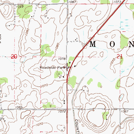 Topographic Map of Montgomery Wayside Park, MN