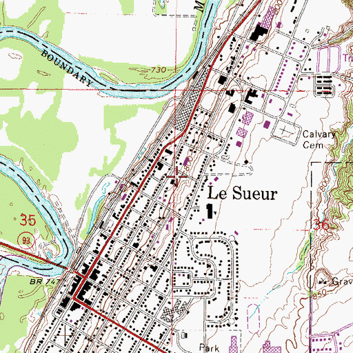 Topographic Map of Le Sueur Museum, MN