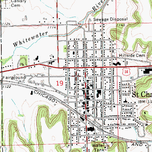 Topographic Map of Saint Charles Christian School, MN