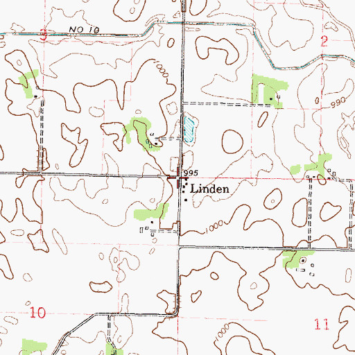 Topographic Map of Linden Post Office (historical), MN