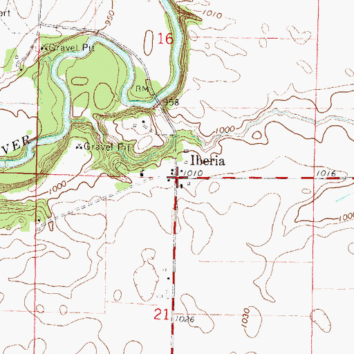 Topographic Map of Iberia Post Office (historical), MN