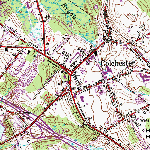 Topographic Map of Colchester, CT
