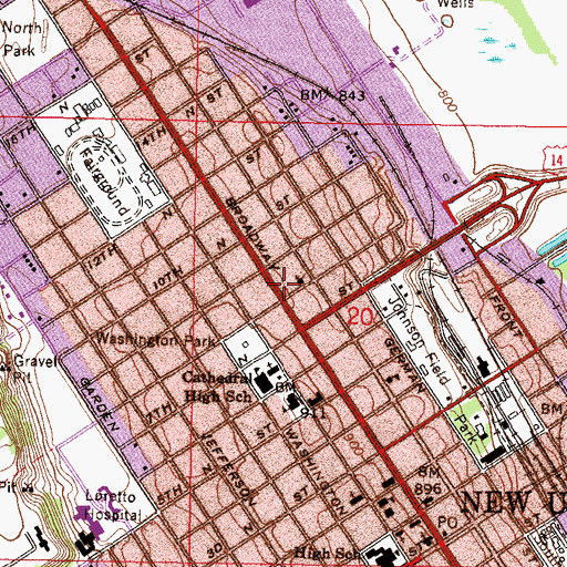 Topographic Map of New Ulm Fire Department Engine House 1 Main Station, MN