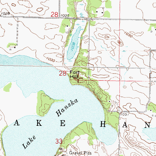 Topographic Map of Fort Hill, MN