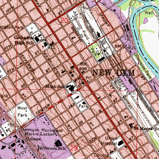 Topographic Map of John Lind House, MN