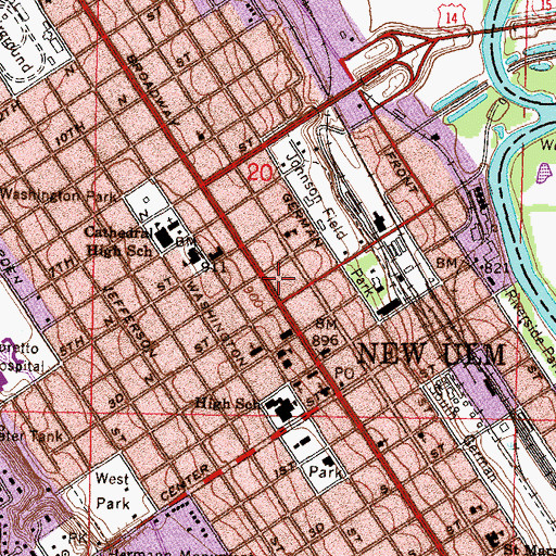 Topographic Map of First School Historical Marker, MN