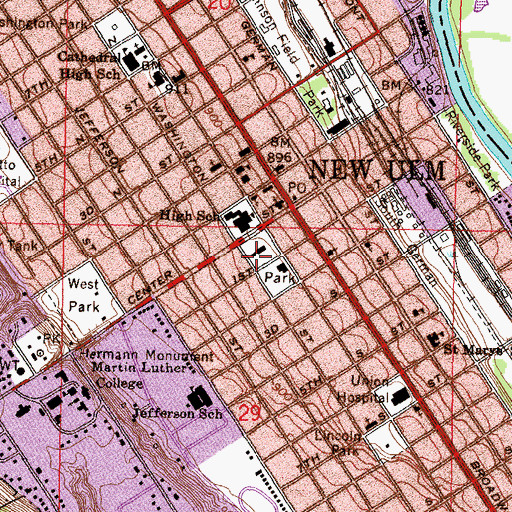 Topographic Map of Brown County Sheriff's Office, MN