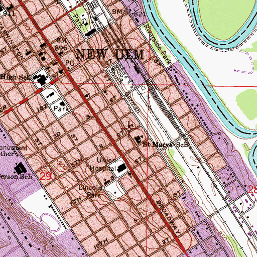 Topographic Map of Saint Mary's Catholic Church, MN