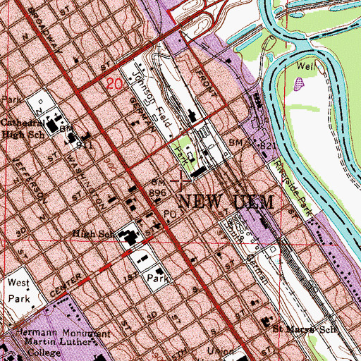 Topographic Map of Evangelical Free Church, MN