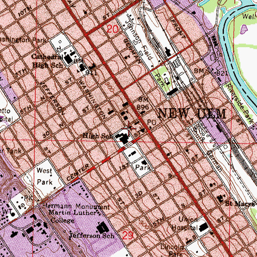 Topographic Map of Faith Lutheran Church, MN