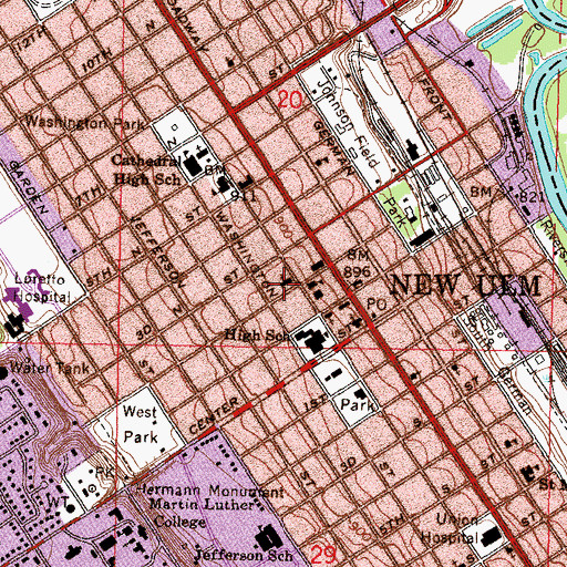 Topographic Map of Saint Paul's Evangelical Lutheran Church, MN