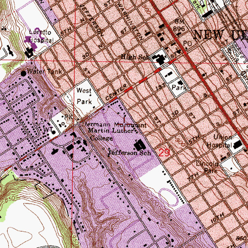 Topographic Map of Saint Paul's Lutheran School, MN