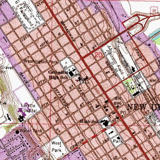 Topographic Map of Holy Trinity Middle School, MN