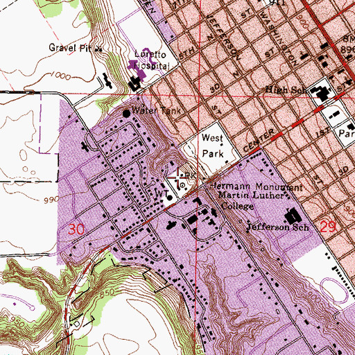 Topographic Map of Hermann Heights Park, MN