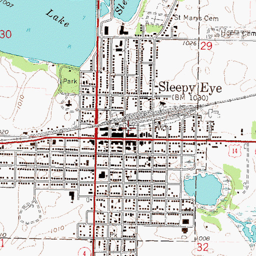 Topographic Map of Chief Sleepy Eye Statue, MN