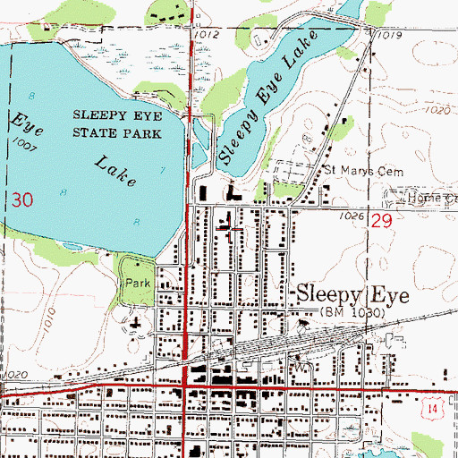 Topographic Map of Saint Mary's Church, MN