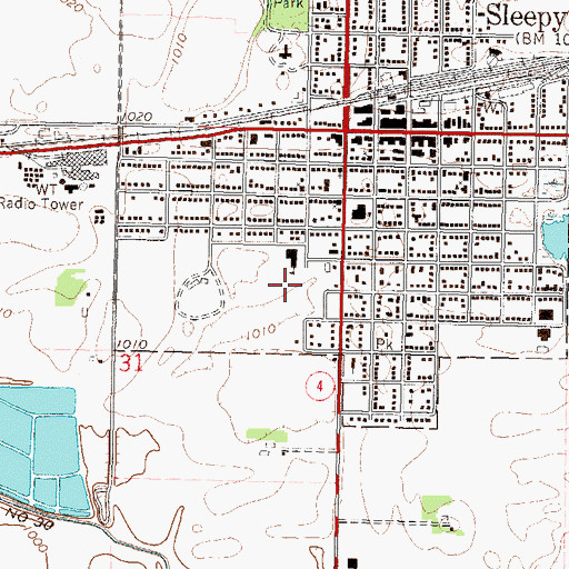 Topographic Map of Sleepy Eye Baseball Park, MN