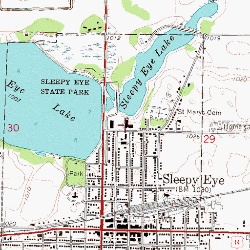 Topographic Map of Saint Mary's Catholic School, MN