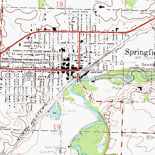 Topographic Map of Springfield, MN