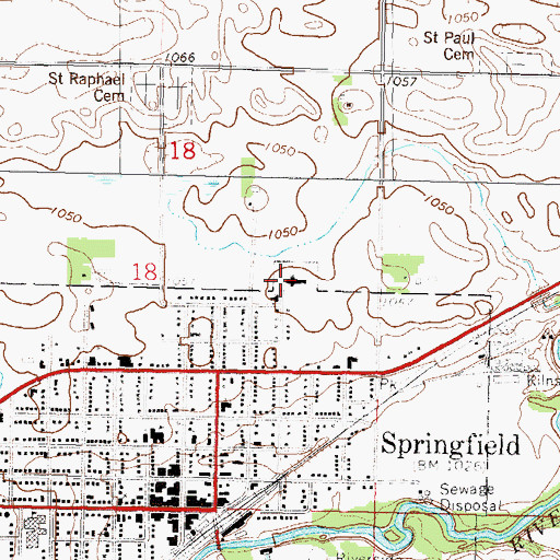 Topographic Map of Mayo Clinic Health System Springfield, MN