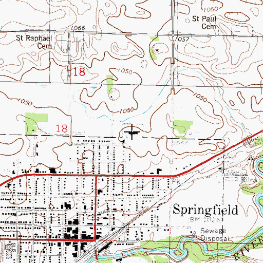 Topographic Map of Springfield Medical Center, MN