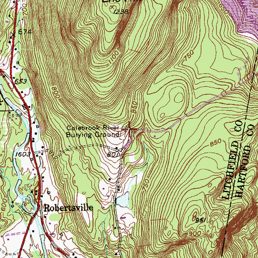 Topographic Map of Colebrook River Burial Ground, CT