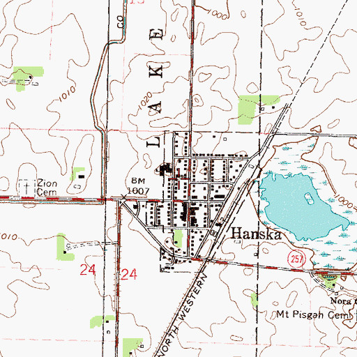 Topographic Map of Zion Lutheran Church, MN