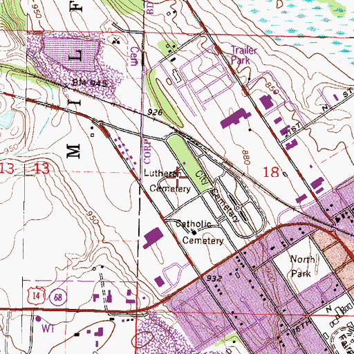 Topographic Map of Lutheran Cemetery, MN