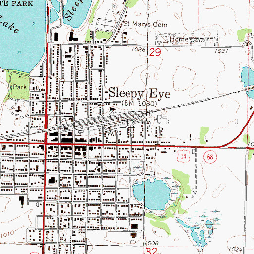 Topographic Map of Chief Sleepy Eyes State Monument, MN