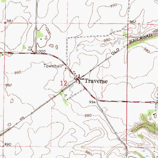 Topographic Map of Traverse Post Office (historical), MN